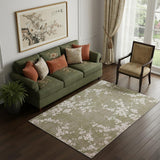 6' X 8' Green And White Oriental Washable Area Rug