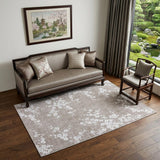 5' X 7' Gray And White Oriental ,Washable, Area Rug