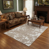 6' X 8' Gray And White Oriental Washable Area Rug