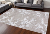 7' X 9' Gray And White Oriental Washable Area Rug