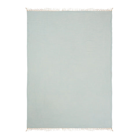 47" X 60" Aqua Cotton Woven Turkish Towel Throw Blanket with Fringe