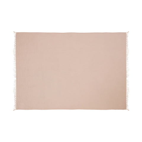 47" X 60" Blush Cotton Woven Turkish Towel Throw Blanket with Fringe