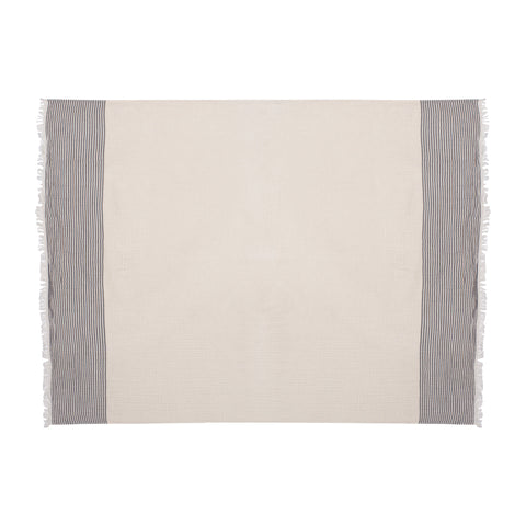 47" X 60" Gray and Ivory Cotton Woven Striped Throw Blanket with Fringe