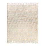 50" X 60" White And Brown Cotton Blend Woven Striped Throw Blanket with Fringe