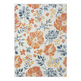 5' X 7' Ivory Orange and Blue Floral Stain Resistant Indoor Outdoor Area Rug