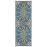 2' X 8' Blue and Ivory Medallion Stain Resistant Indoor Outdoor Runner Rug