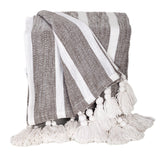 8' X 10' Blue And Gray Striped Washable Indoor Outdoor Area Rug