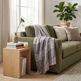 50" X 60" Gray Woven Cotton Striped Throw Blanket with Tassels and Embroidery
