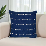18" Dark Blue Striped Cotton Throw Pillow With Texture