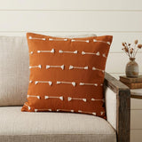 18" Terra Cotta Striped Cotton Throw Pillow With Texture