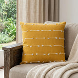 18" Yellow Striped Cotton Throw Pillow With Texture