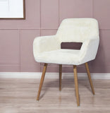 23" White and Brown Faux Fur Arm Chair