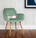 22" Green and Brown Velvet Arm Chair
