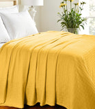Queen Gold Cotton Basketweave Geometric Blanket