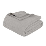 50" X 60" Silver Cotton Basketweave Geometric Throw Blanket