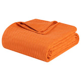 Queen Burnt Orange Cotton Woven Geometric Blanket