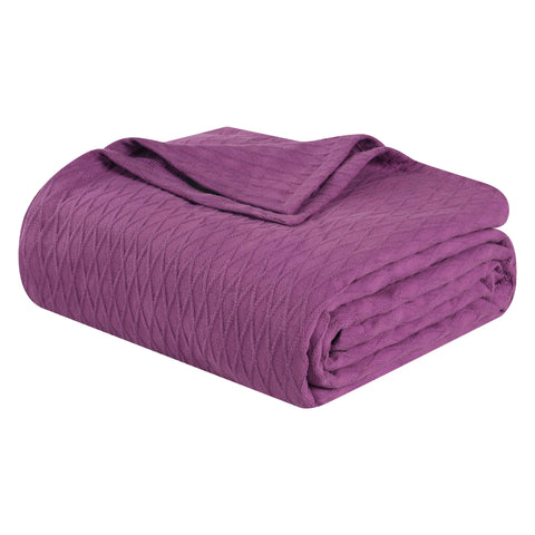 Queen Purple Cotton Woven Geometric Blanket