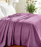 Queen Purple Cotton Woven Geometric Blanket