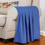 50" X 60" Blue Cotton Woven Geometric Throw Blanket