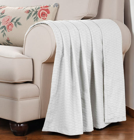 50" X 60" Platinum Cotton Woven Geometric Throw Blanket