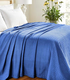 Twin Blue Cotton Woven Geometric Blanket