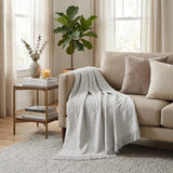 Twin Platinum Cotton Cable Knit Blanket