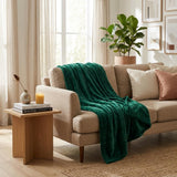 50" X 60" Hunter Green Fleece Plush Throw Blanket