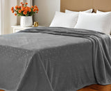 Queen Gray And Silver Fleece Woven Polka Dots Plush Blanket
