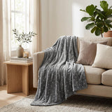 Queen Gray And Silver Fleece Woven Polka Dots Plush Blanket