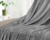 50" X 60" Gray And Silver Fleece Woven Polka Dots Plush Throw Blanket