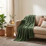 Queen Green Flannel Knitted Plush Blanket