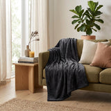 King Black Flannel Geometric Plush Blanket