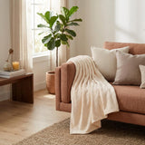 King Cream Flannel Geometric Plush Blanket