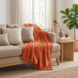 King Rust Flannel Knitted Plush Blanket