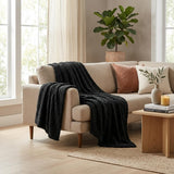 King Black Fleece Geometric Plush 4.20 Pound Weighted Blanket