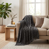 King Charcoal Fleece Knitted Plush Blanket