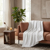 King White Fleece Knitted Plush Blanket