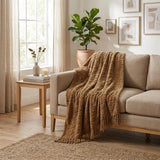 Twin Camel Fleece Geometric Plush Blanket