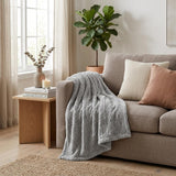 Twin Platinum Fleece Geometric Plush Blanket