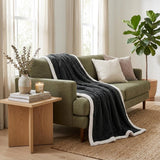 Queen Black Fleece Knitted Plush Blanket