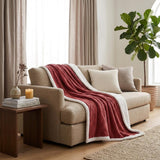 Queen Red And Orange Fleece Geometric Plush Blanket