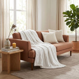 Queen White Fleece Knitted Plush Blanket