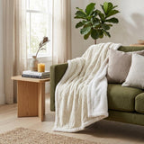 King Ivory Fleece Geometric Plush Blanket