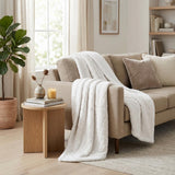 King White Fleece Knitted Plush Blanket
