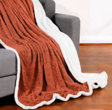 50" X 60" Rust Fleece Woven Geometric Plush Throw Blanket