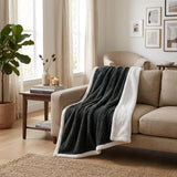 Twin Black Fleece Knitted Plush Blanket