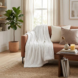 Twin White Fleece Knitted Plush Blanket