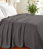 Queen Charcoal Cotton Woven Chevron Blanket