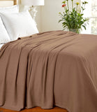 Queen Taupe Cotton Woven Chevron Blanket
