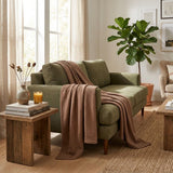 Queen Taupe Cotton Woven Chevron Blanket